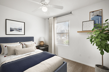 Bedroom with a bed and plant